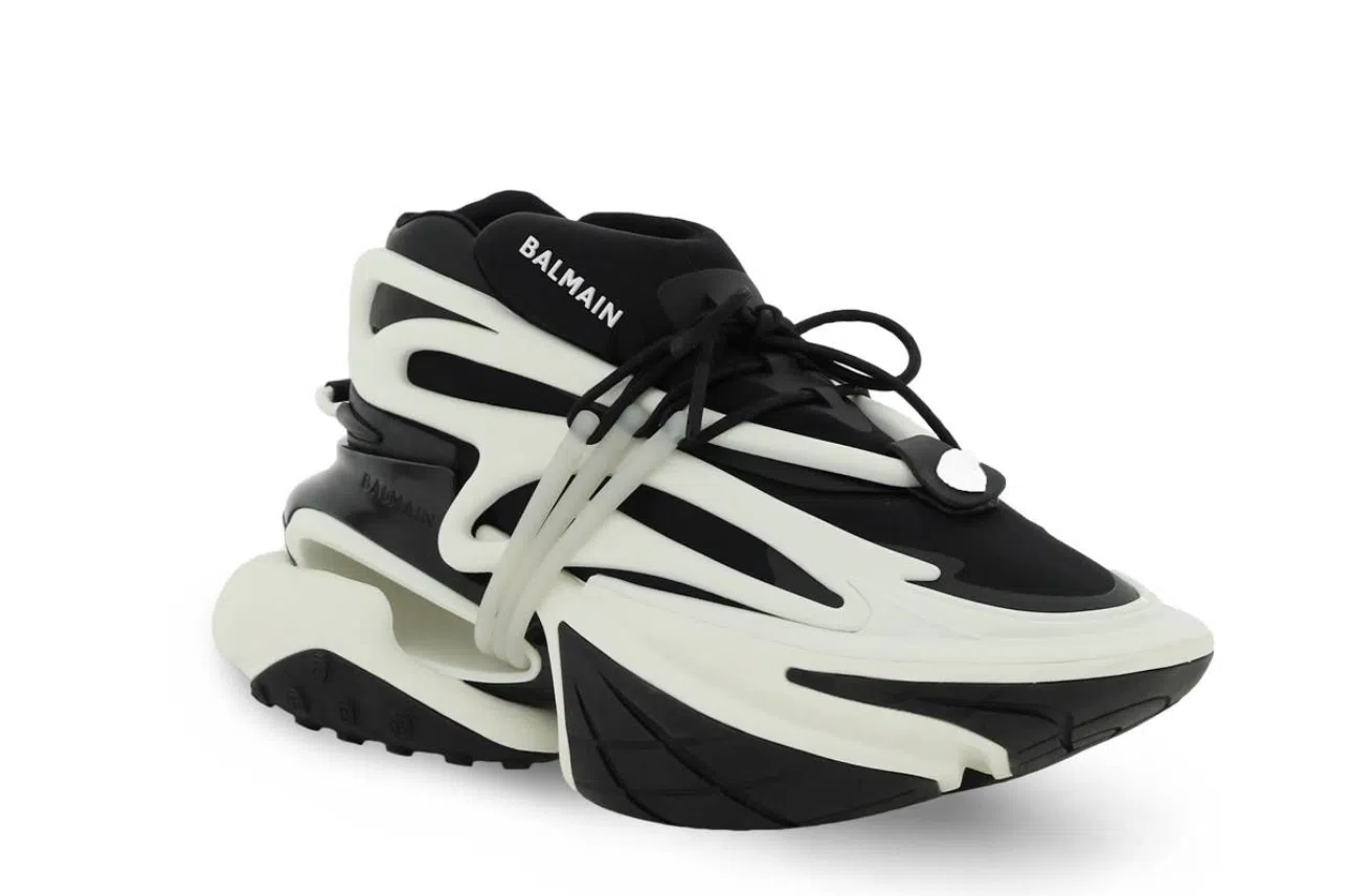 BALMAIN Unicorn Low-top Sneakers In Neoprene And Leather In Black