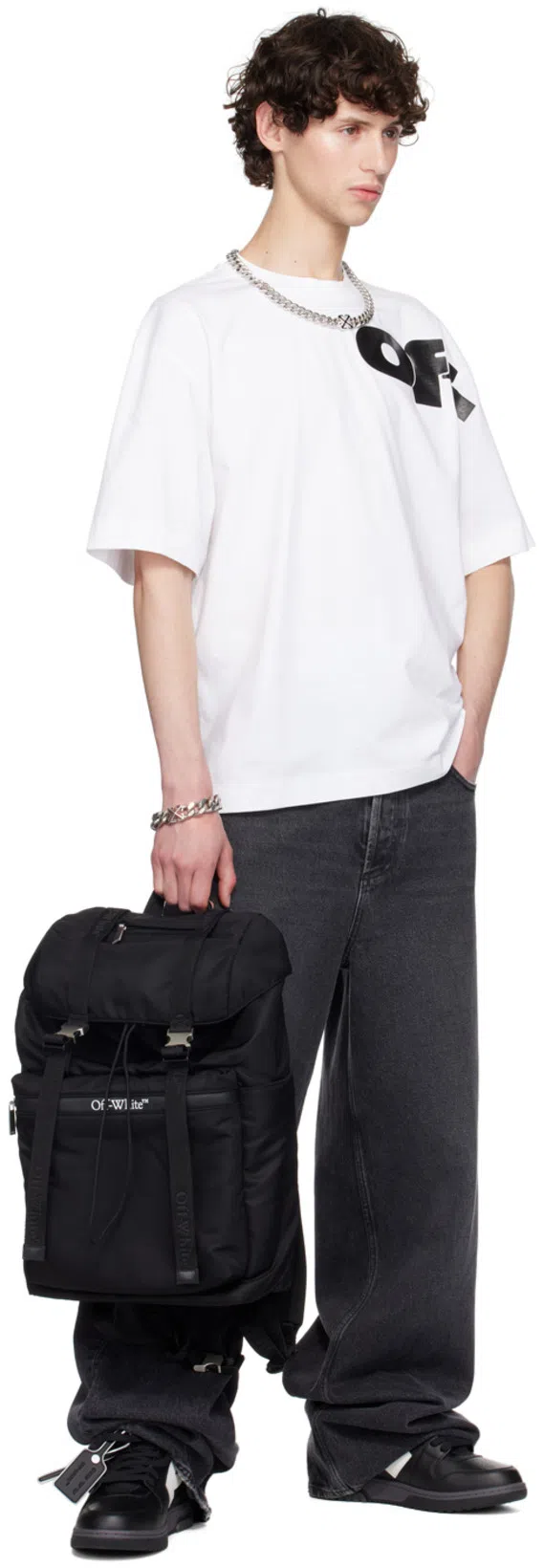 OFF-WHITE Crew Neck Shared Logo Cotton T-shirt With Print In White