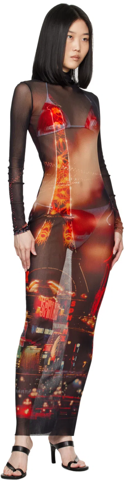 DRIES VAN NOTEN Black Thong Heeled Sandals In 900 Black