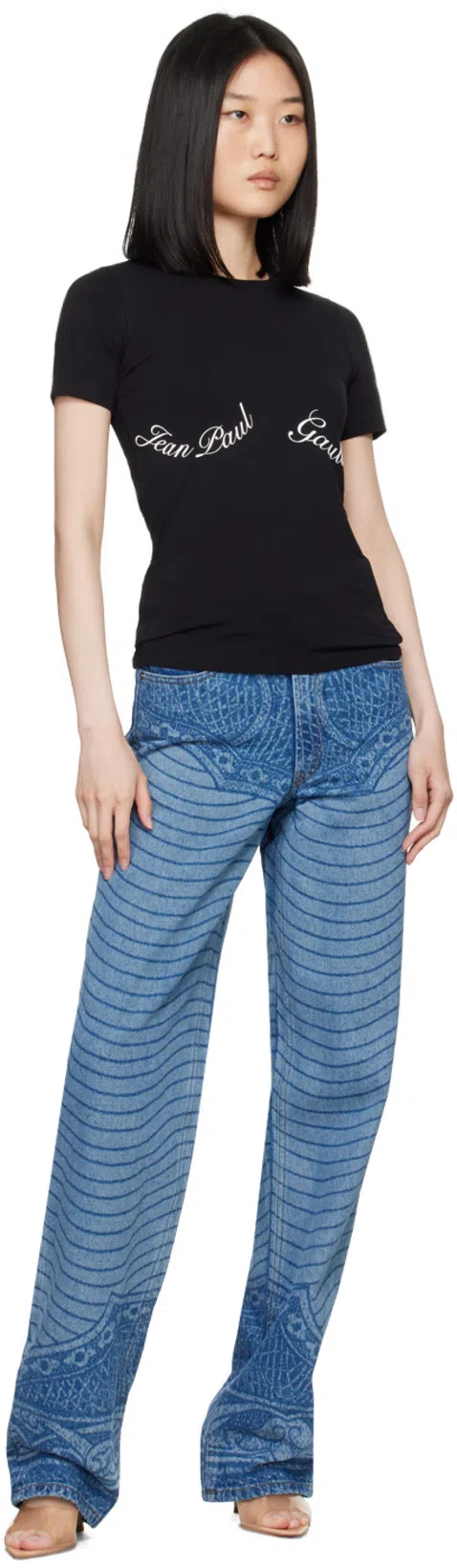 DRIES VAN NOTEN Black Thong Heeled Sandals In 900 Black