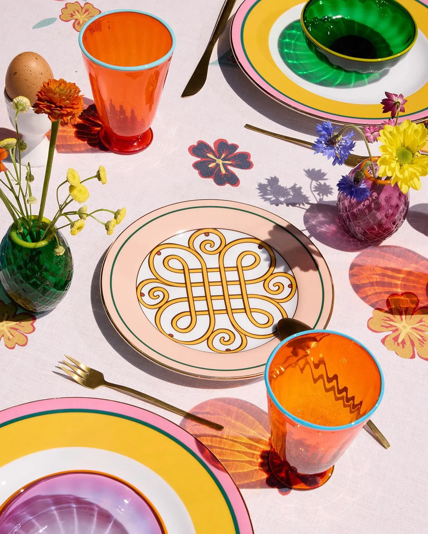 LA DOUBLEJ Rainbow Glasses Set Of 2 In Orange