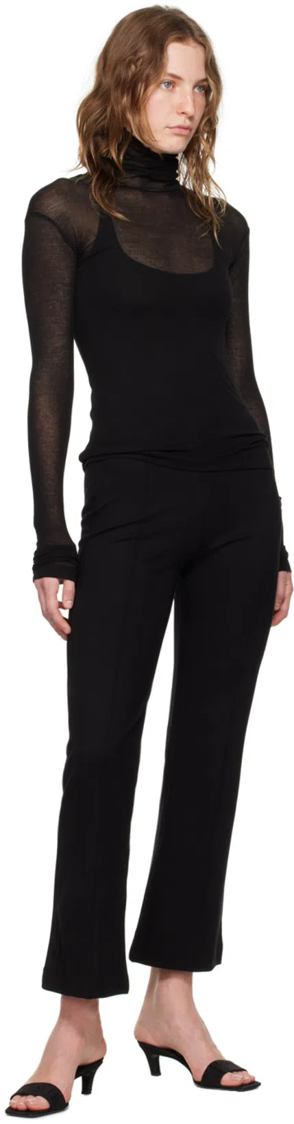 TOTÊME Toteme Square Toe Kitten Heel Satin Sandal In Black