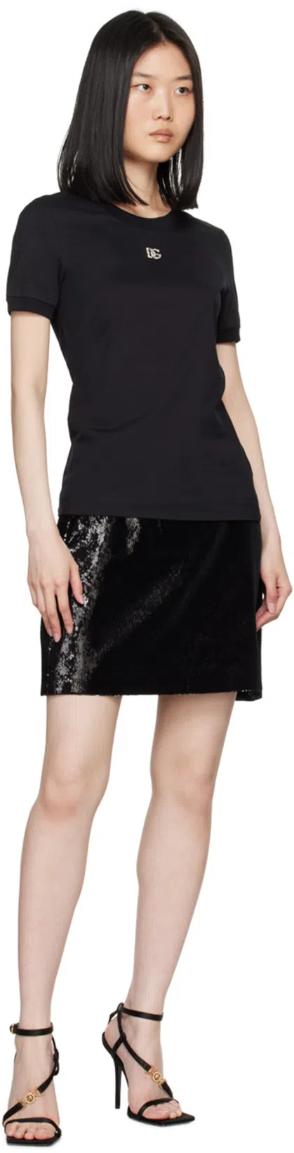 DOLCE & GABBANA Black Cotton T-shirt