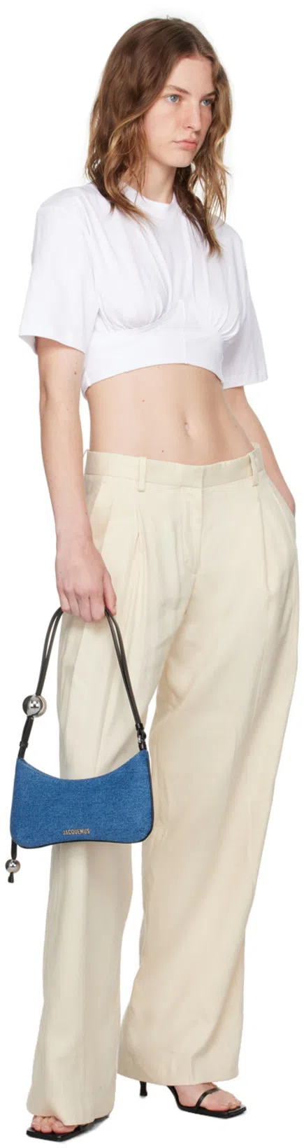 HELMUT LANG Off-white Pleated Trousers In Summer Sand - 1yz