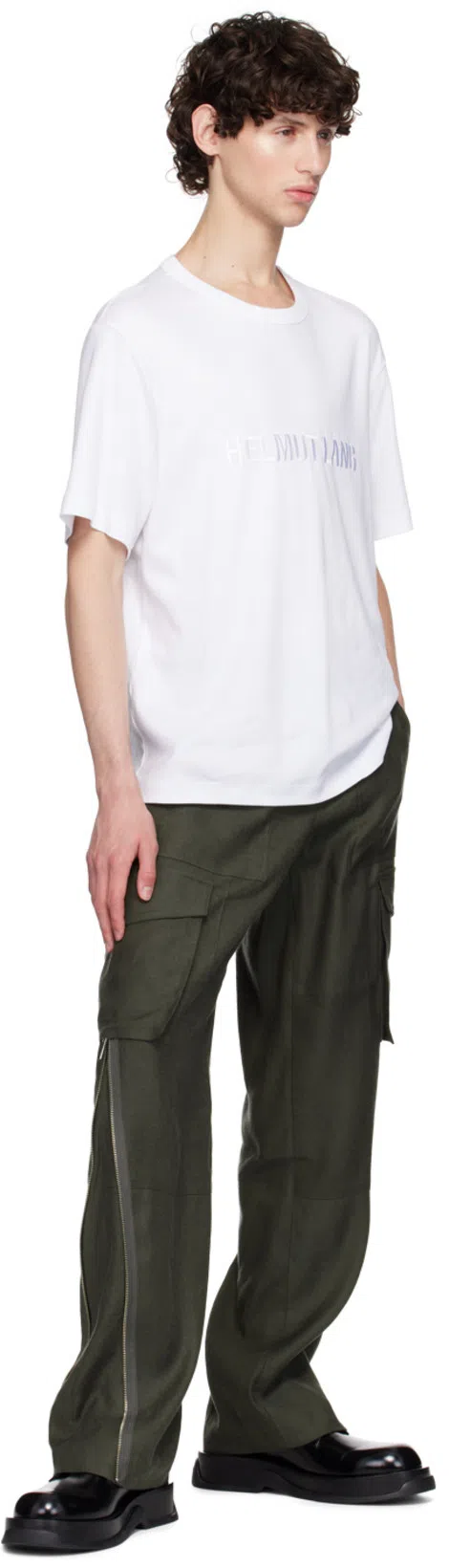 HELMUT LANG Logo-embroidered Cotton T-shirt In White