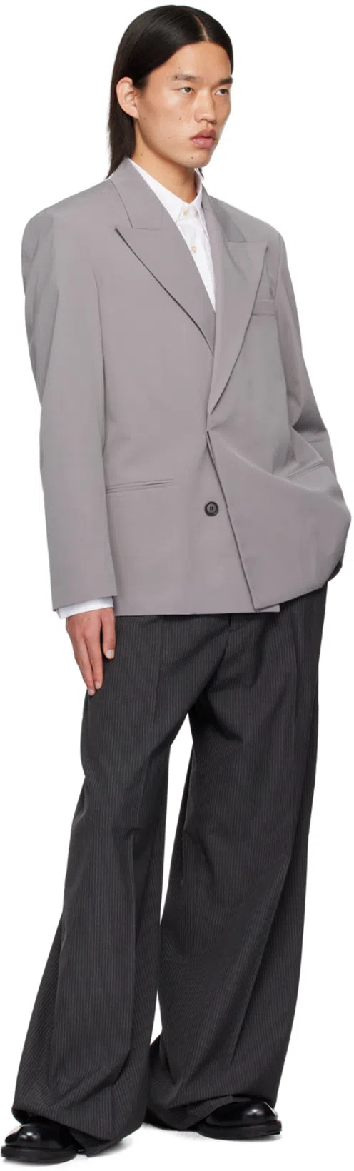 ACNE STUDIOS Double-breasted Blazer In Cold Grey
