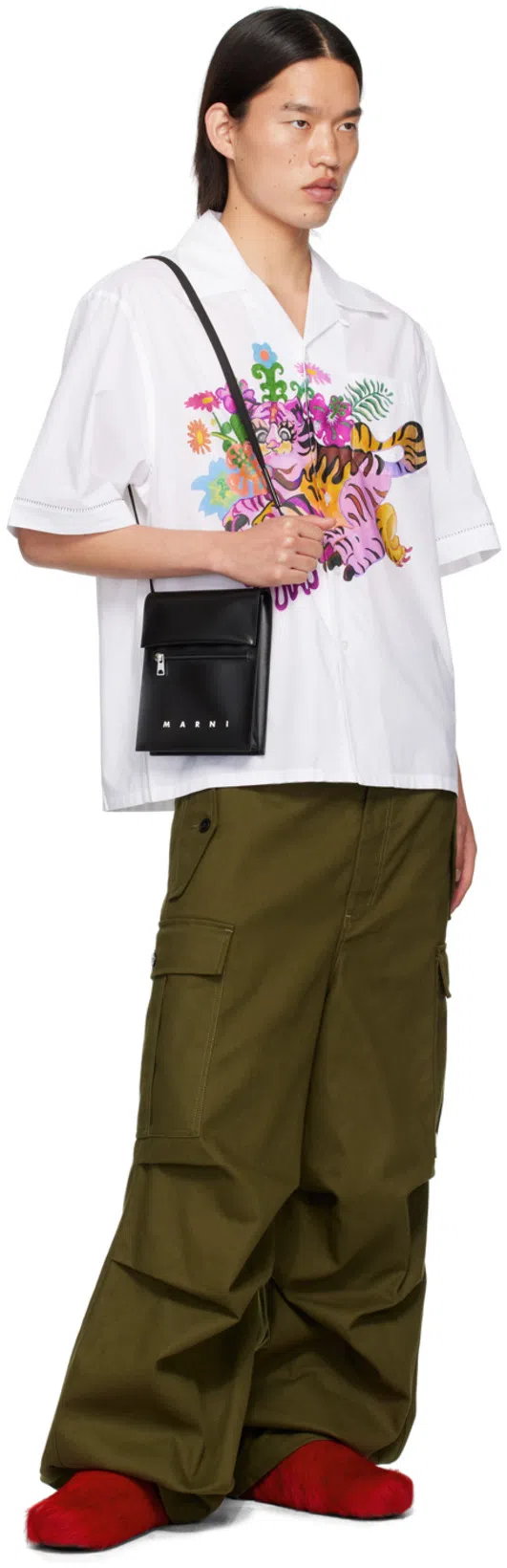 MARNI Wide-leg Cargo Pants In Green