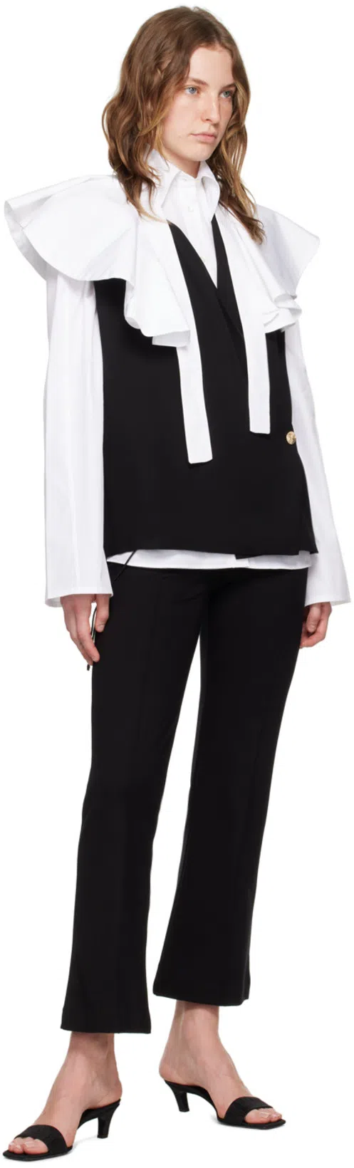 TOTÊME Toteme Square Toe Kitten Heel Satin Sandal In Black