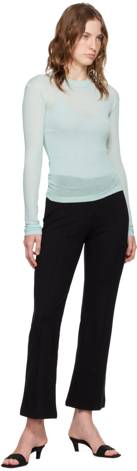 TOTÊME Toteme Square Toe Kitten Heel Satin Sandal In Black