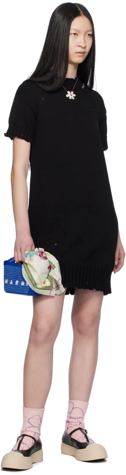 MARNI Mary Jane Sneakers In Black Nappa Calf Leather In Multi