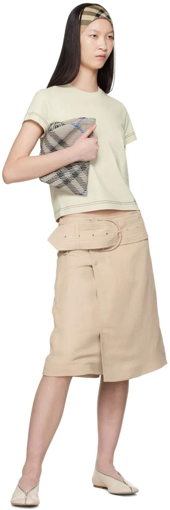 BURBERRY Sadler Zip Ballerinas In Neutral