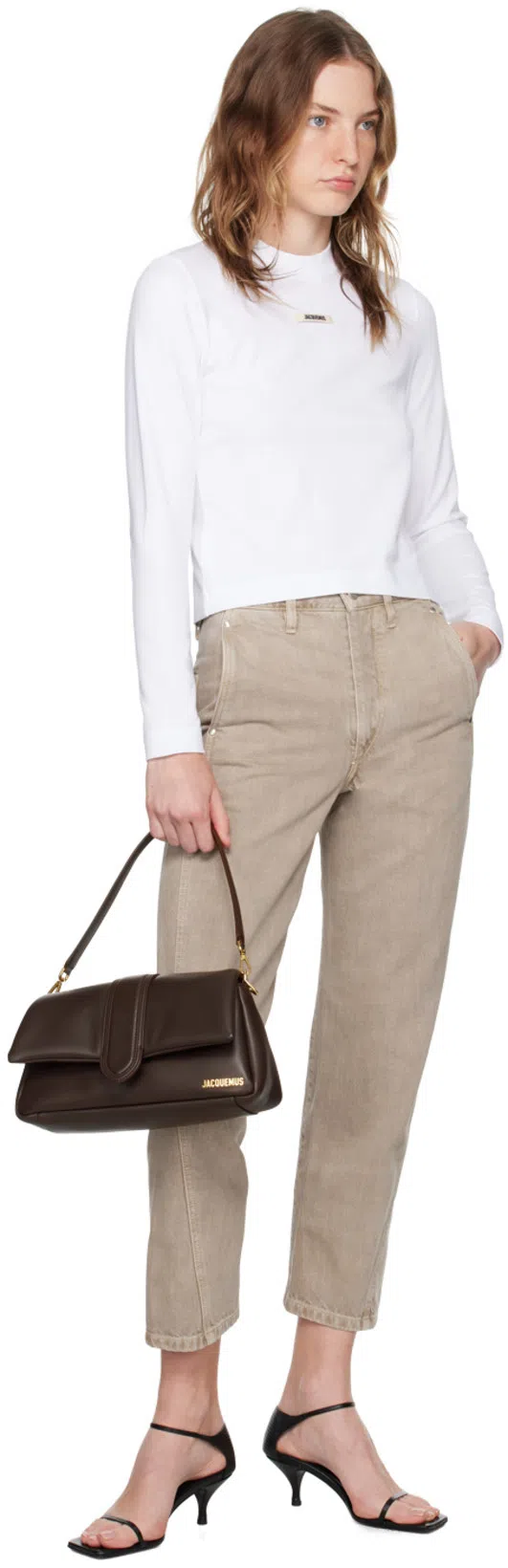 JACQUEMUS Roun Neck Cotton Logo T-shirt In Gray