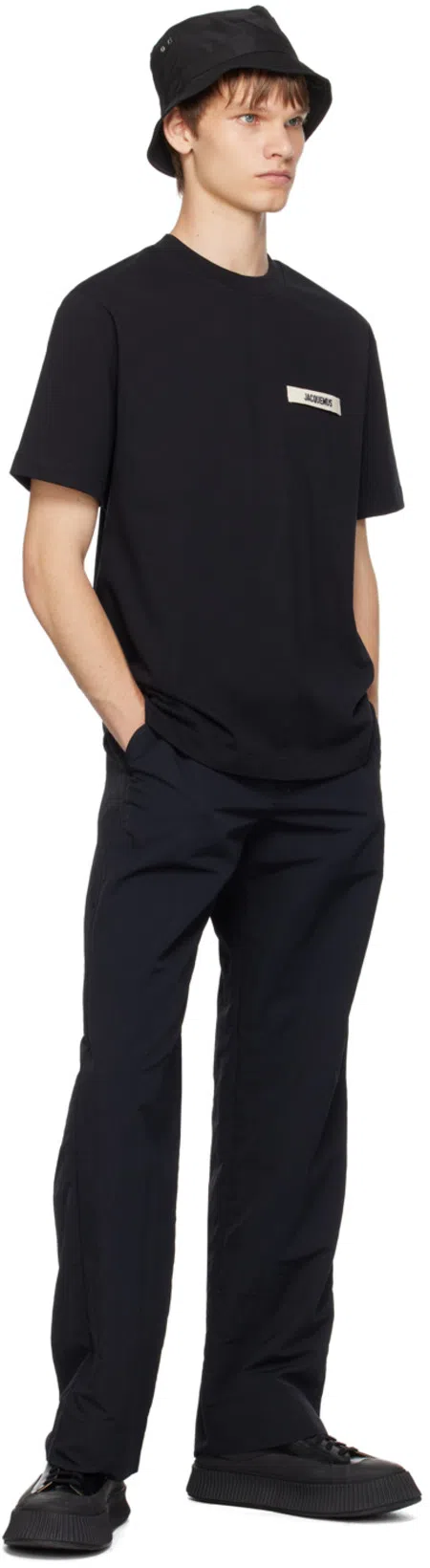 JACQUEMUS Logo-patch Cotton T-shirt In Black