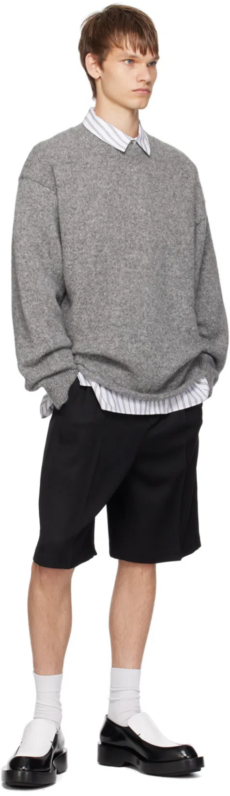 JACQUEMUS Jacquard Logo Alpaca Sweater In Grey