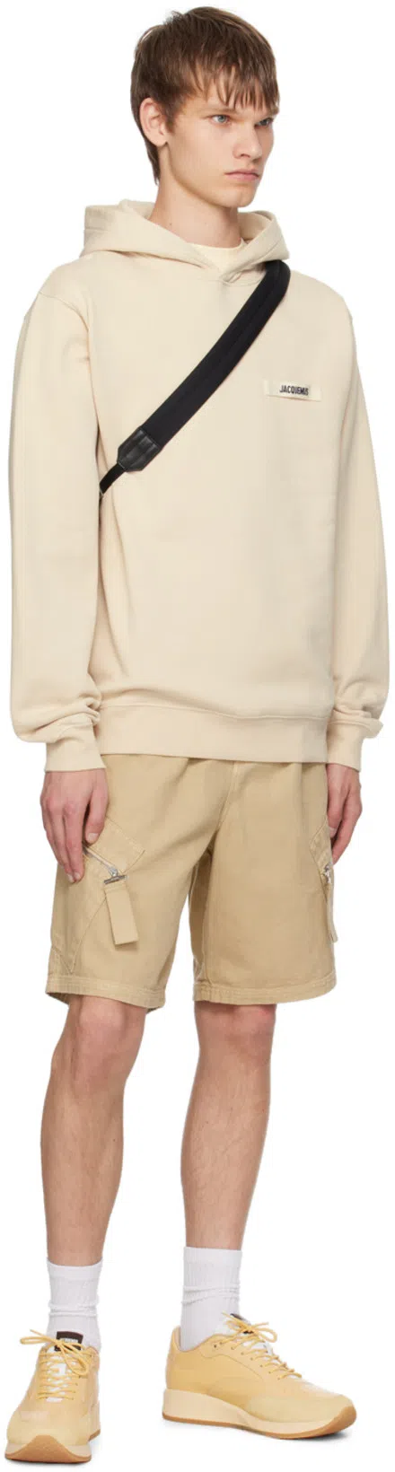 JACQUEMUS Light Beige Hooded Sweatshirt With Minimalist Design In Neutral