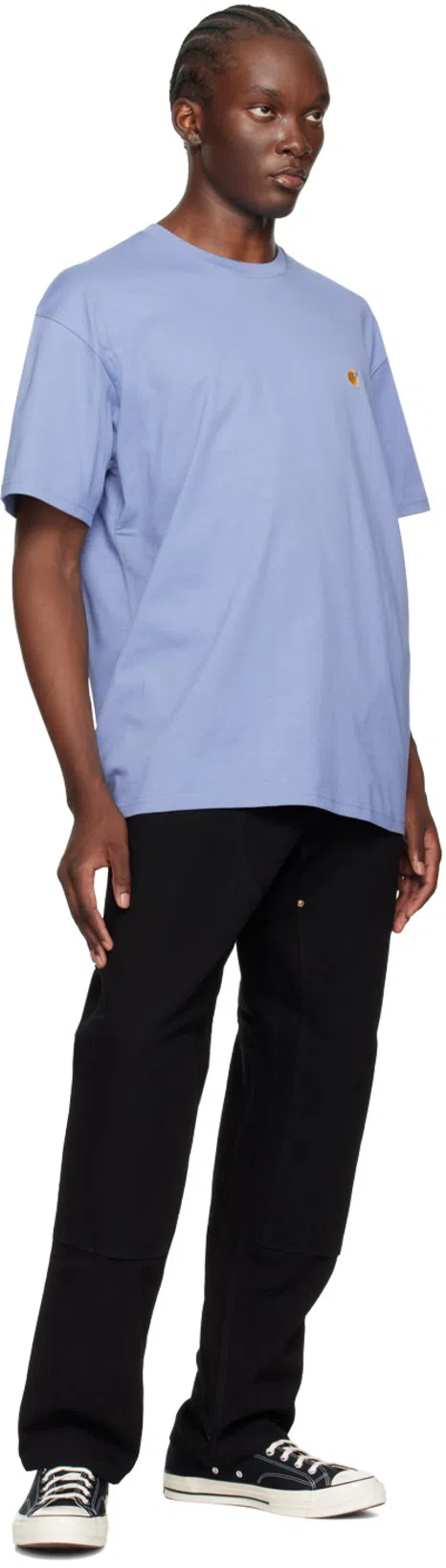 CARHARTT Short Sleeve Chase T Shirt Angelite Gold In Blue