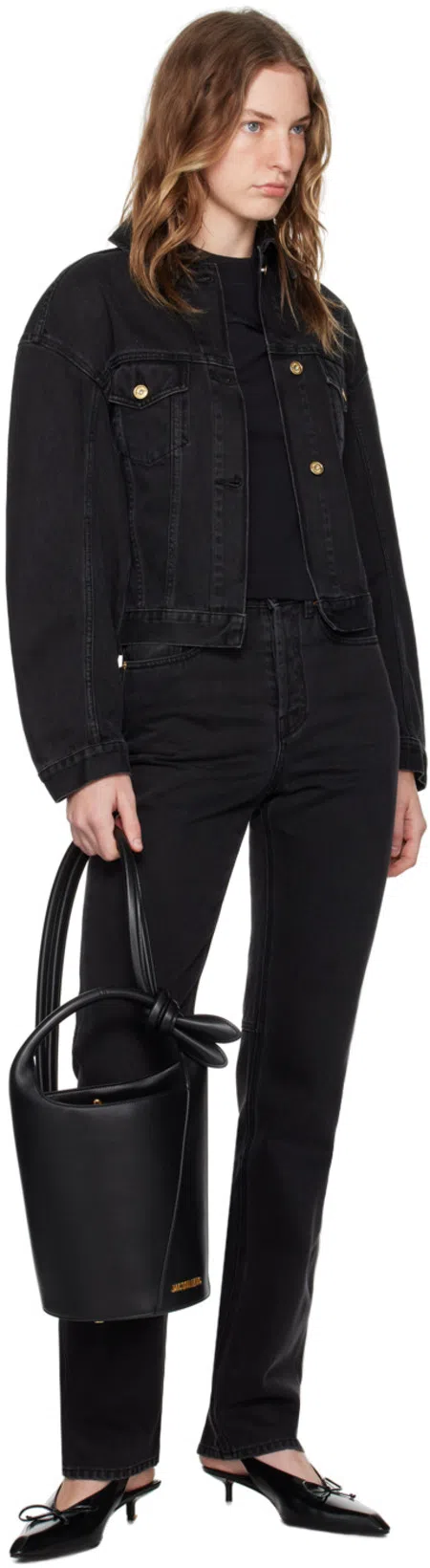 JACQUEMUS The Gros Grain Logo-detail Long-sleeve Top In Black
