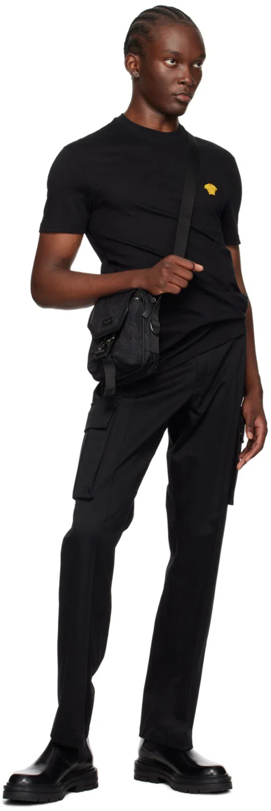 VERSACE Black Cotton T-shirt