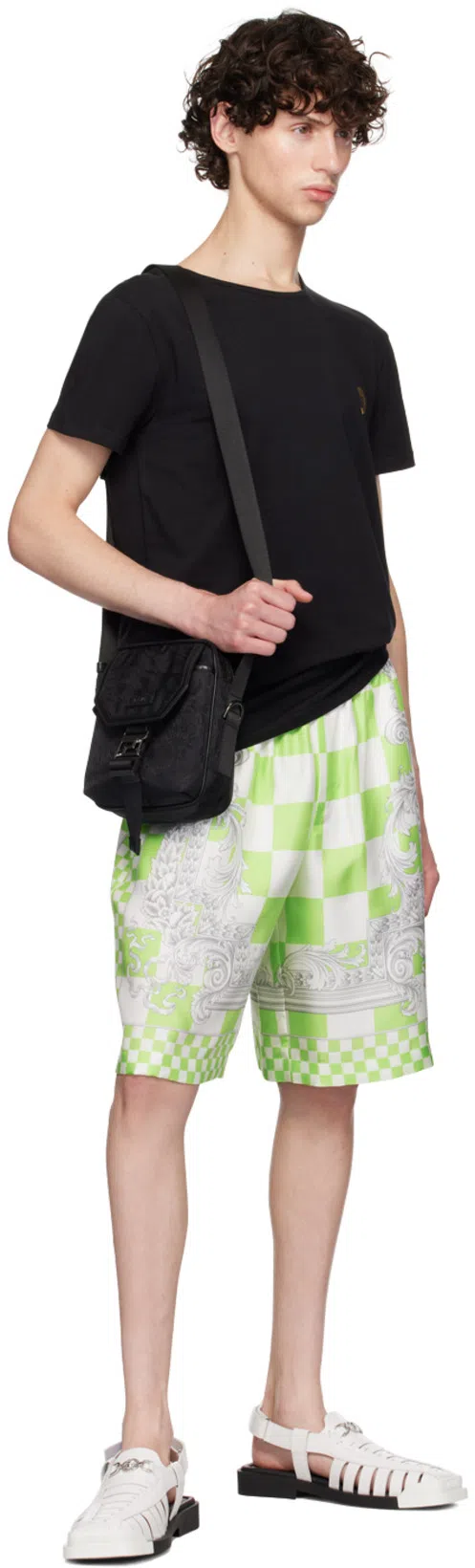 VERSACE White Crewneck T-shirt With Medusa Print On The Front In Black