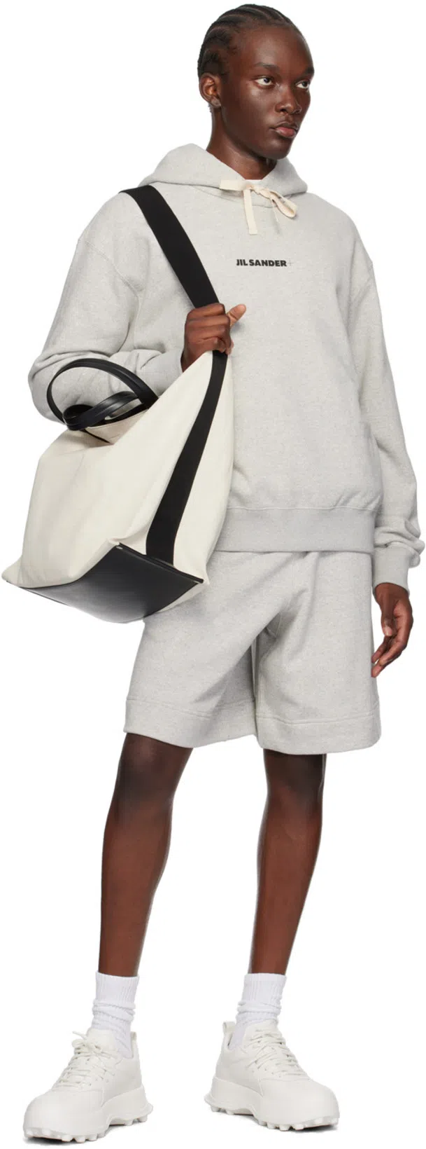 JIL SANDER Men White Crewneck T-shirt With Logo Lettering On The Front In Cotton Man