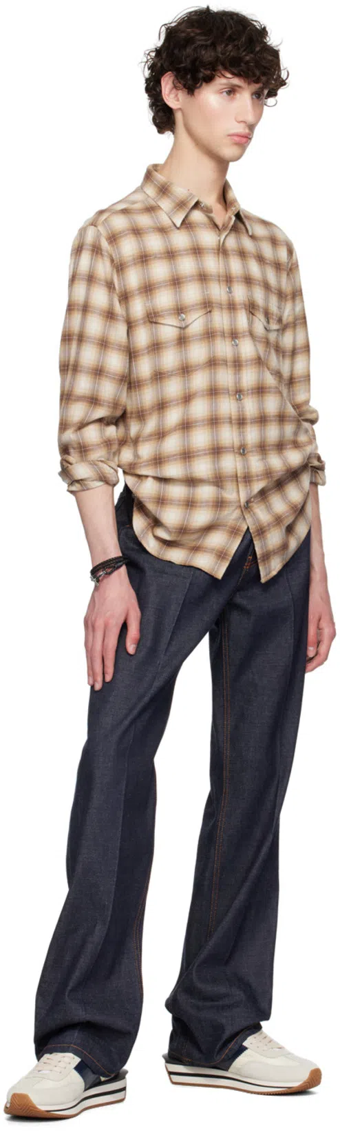 TOM FORD Logo Lace Low-cut Skate Shoes In Beige