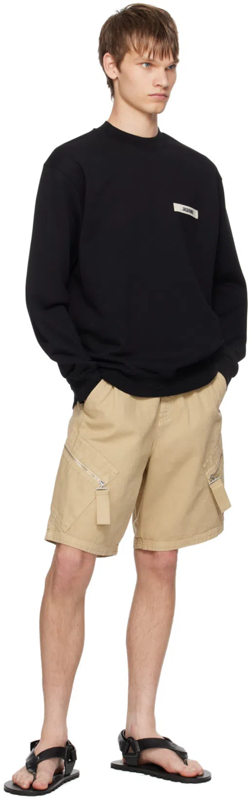 JACQUEMUS Cotton Fabric Hoodie With Long Sleeves In Black