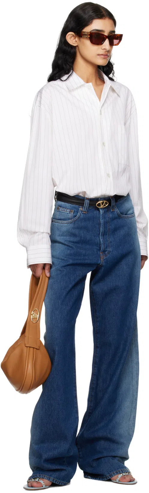 MIU MIU Brown Glimpse Sunglasses In 11q08s - Striped Tob