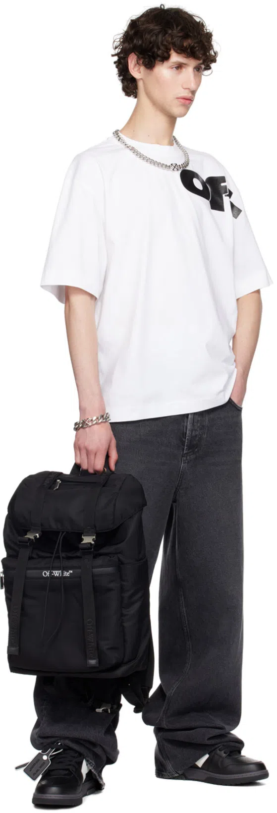 OFF-WHITE Crew Neck Shared Logo Cotton T-shirt With Print In White