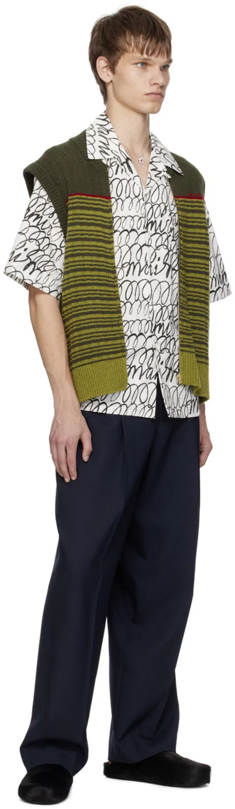 DEER STAGS Black Long Hair Calfskin Fussbett Sabot Loafers