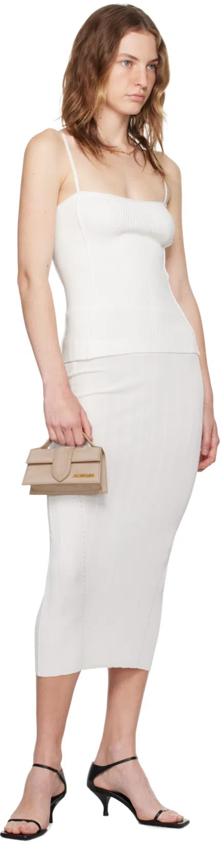 JACQUEMUS Sierra Ribbed Knit Sleeveless Top In White