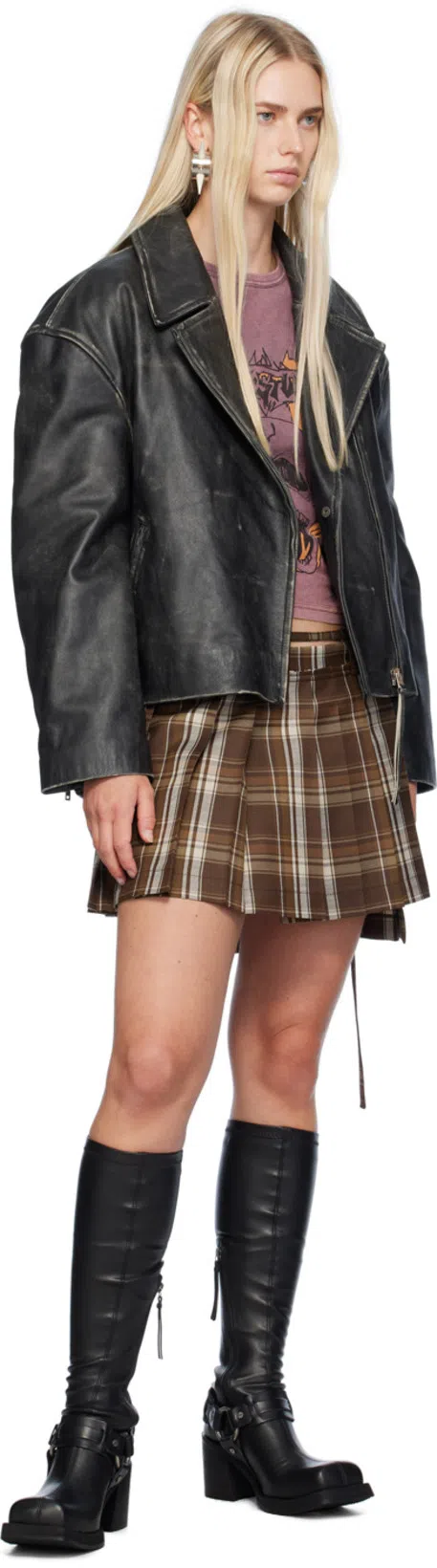 ACNE STUDIOS Distressed Leather Biker Jacket In 900 Black