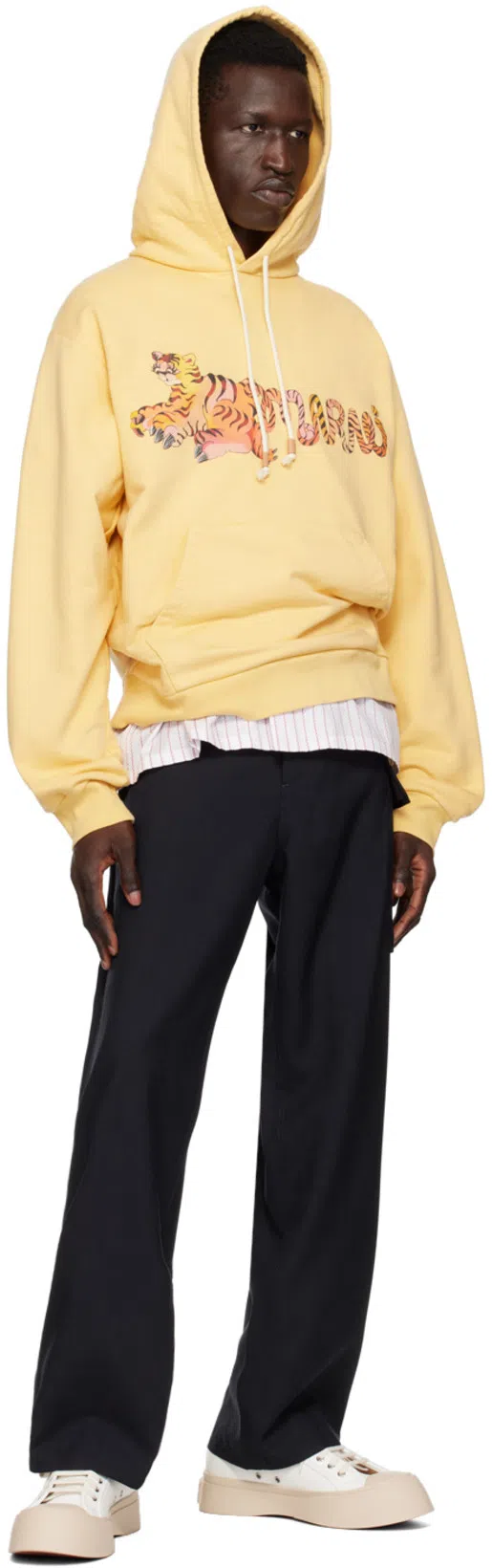 MARNI Navy Tropical Wool Trousers In 00b99 Blublack