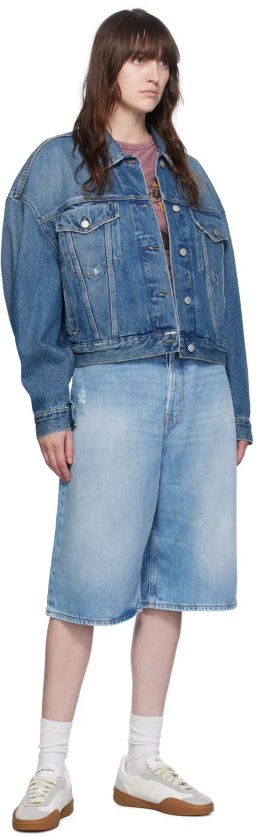 ACNE STUDIOS Relaxed Cropped Denim Jacket In Blue