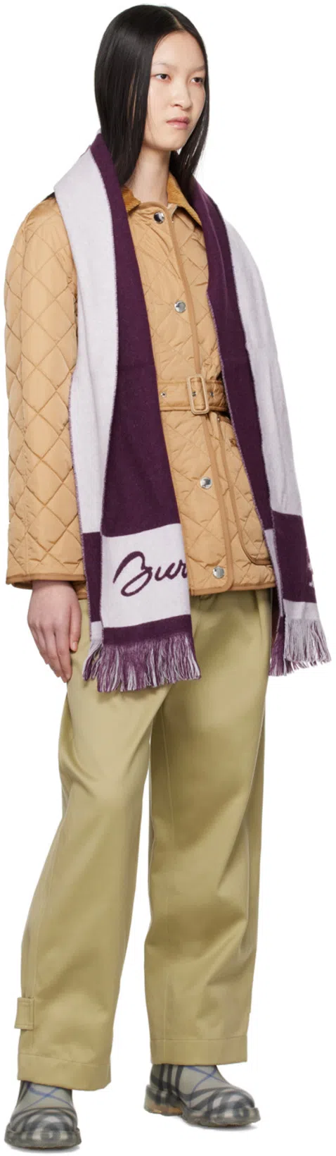 BURBERRY Gray Check Rubber Marsh Low Rain Boots In Multi