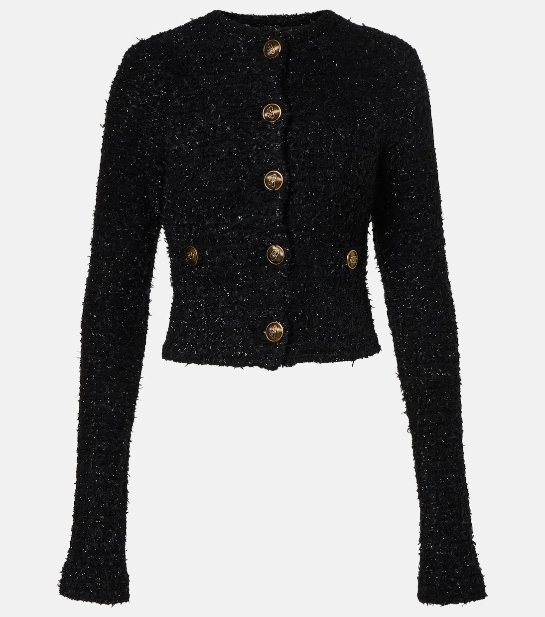 BALENCIAGA Women's Cropped Tweed Cardigan In Black