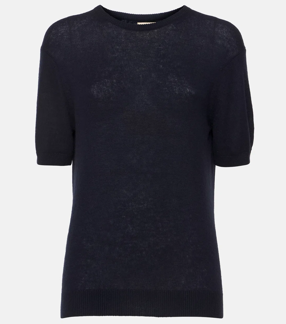 KHAITE Pierre Cashmere Short-sleeve Sweater In Midnight Navy