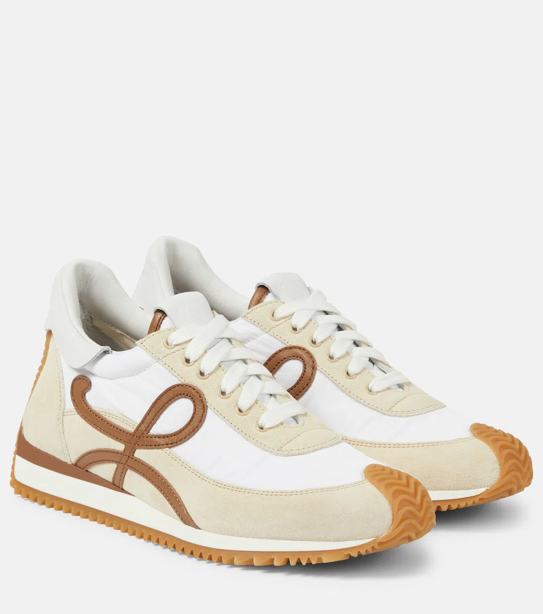 LOEWE Flow Runner Leather-trimmed Shell And Suede Sneakers In Beige