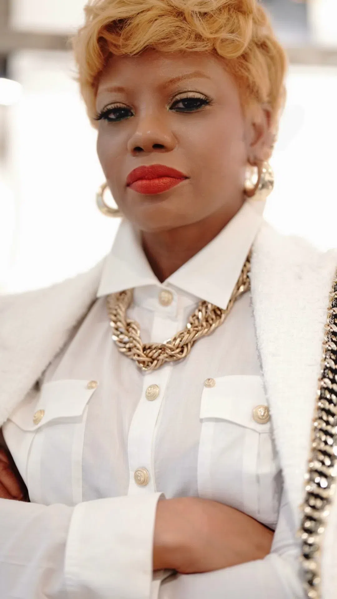 BALMAIN Double-breasted Structured Denim Blazer With Peak Lapel In White