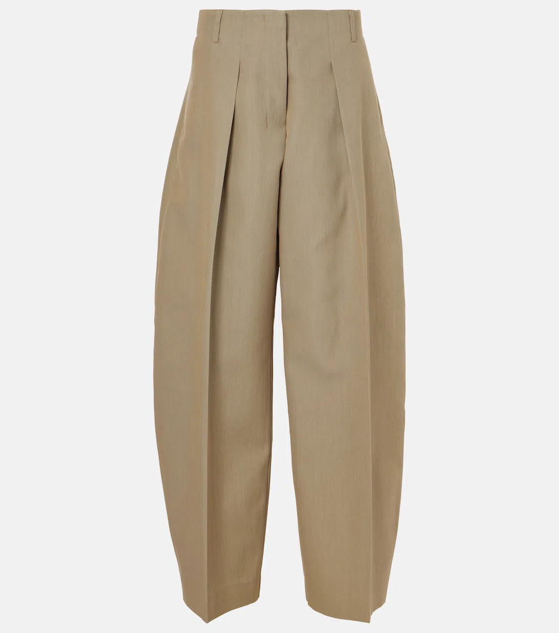 JACQUEMUS Ovalo Pleated Woven Wide-leg Pants In Beige