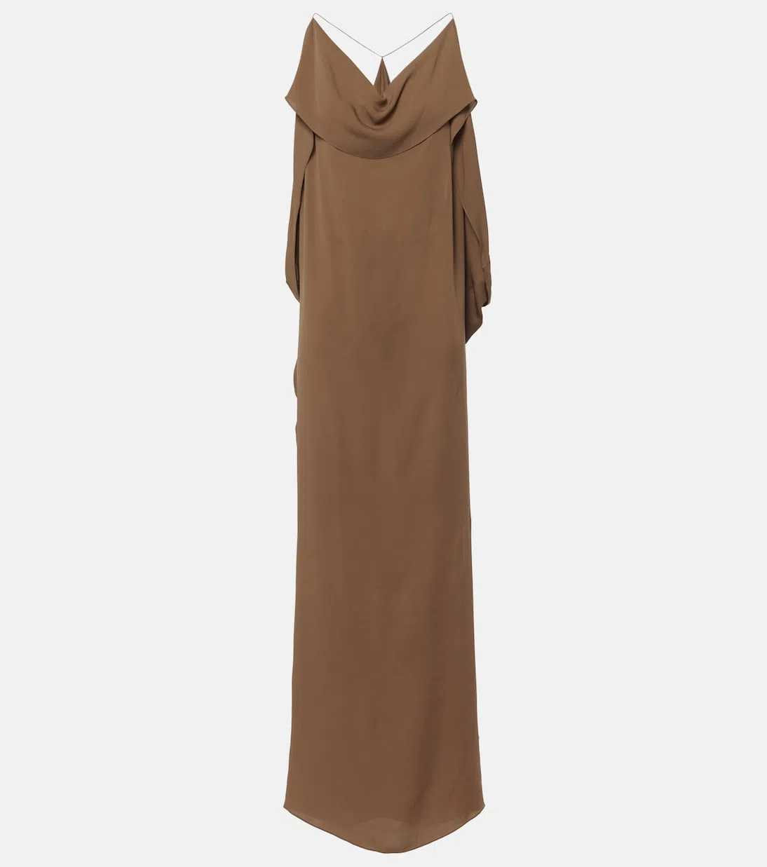 KHAITE Dandora Draped Silk Gown In Brown