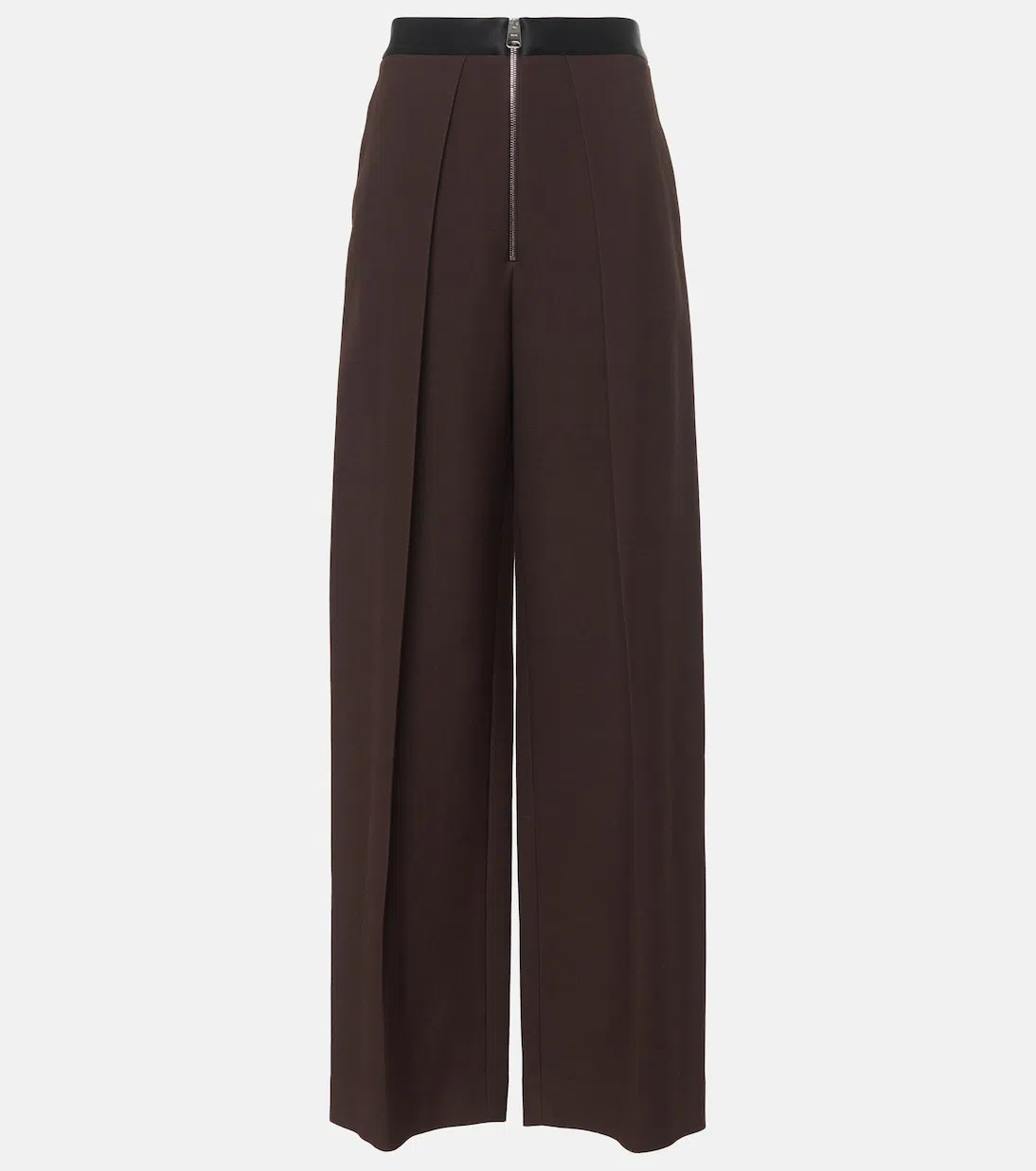 KHAITE Marine Pleated Wide-leg Pants With Zipper Front In Dark Brown