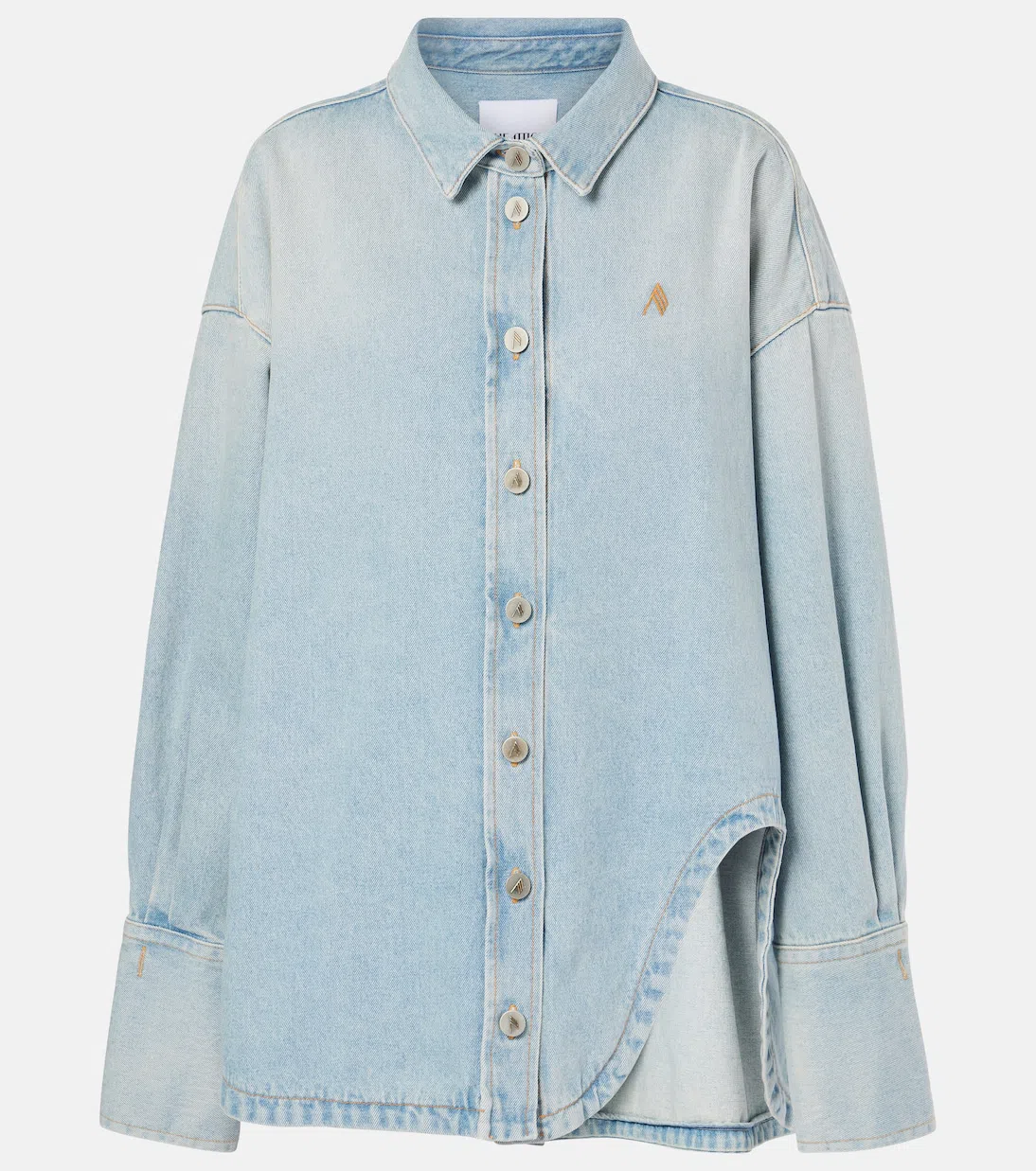 ATTICO Oversized Embroidered Denim Shirt In Blue
