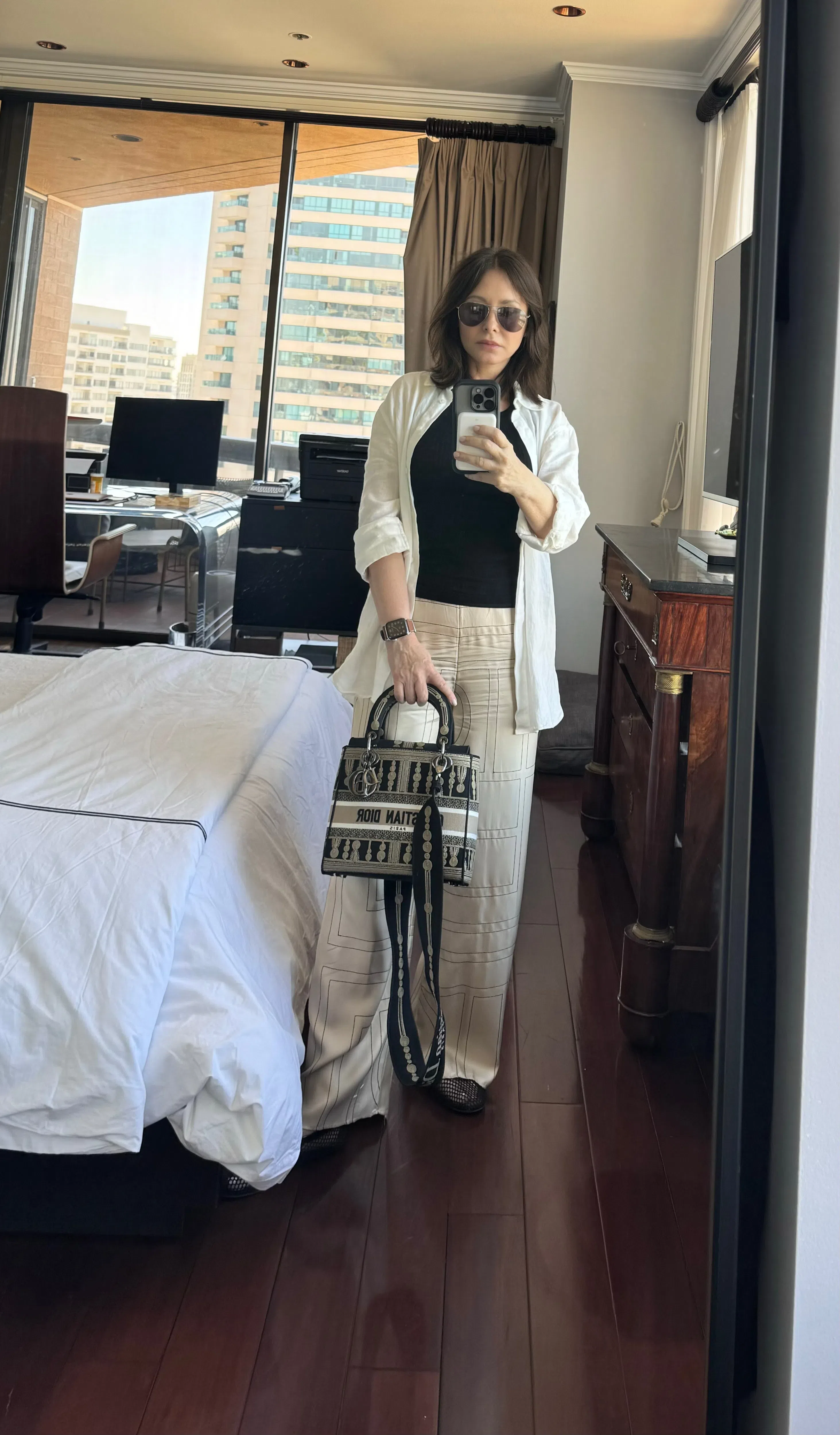 TOTÊME Monogram Silk Straight-leg Ankle Pajama Pants In Brown