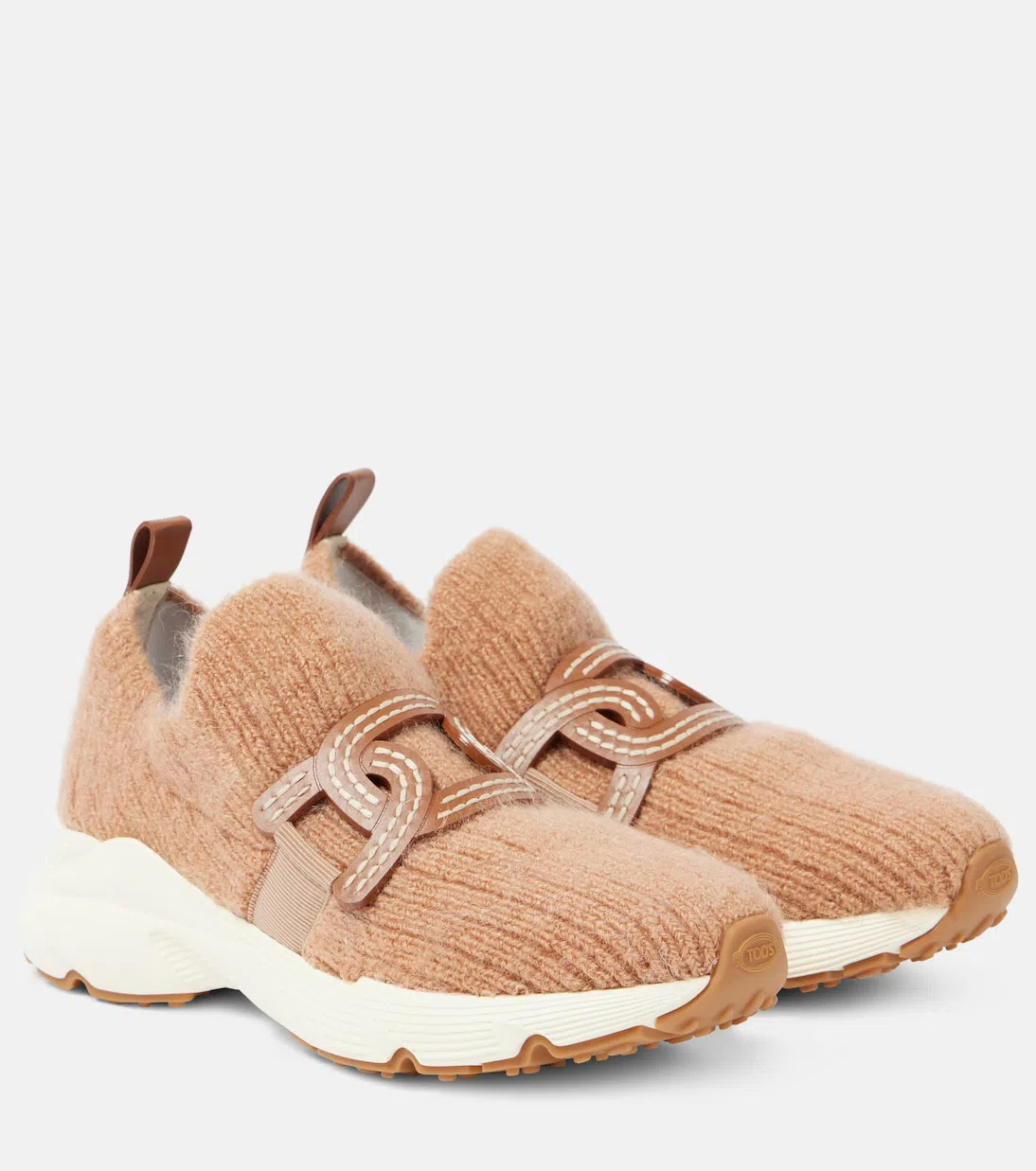 TOD'S Knit Low-top Sneakers In Beige