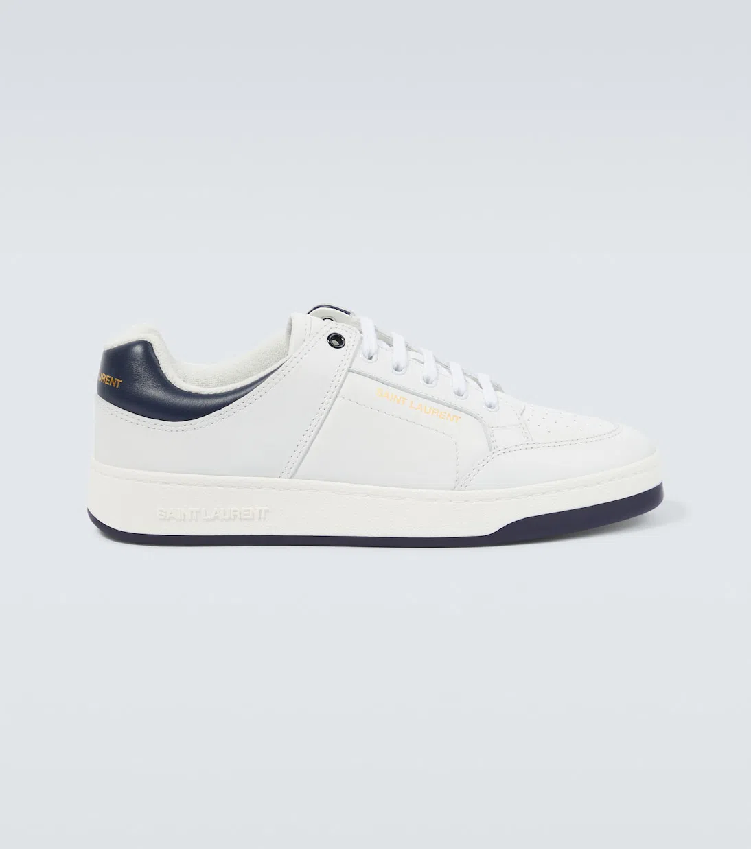 SAINT LAURENT Sl61 Low-top Leather And Suede Trainers In Blanc Optique Paris Roof