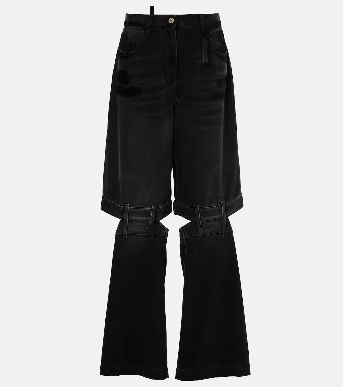 ATTICO High-rise Wide-leg Jeans Cut-out Detailing In Black