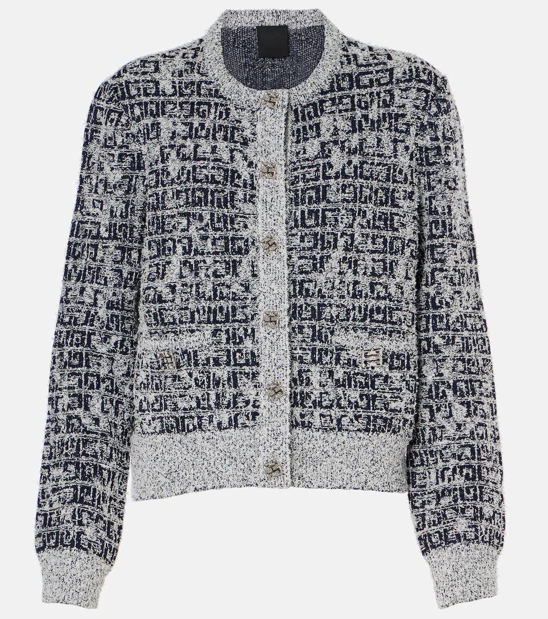 GIVENCHY Cardigan In 4g Tweed With 4g Detail In Blue