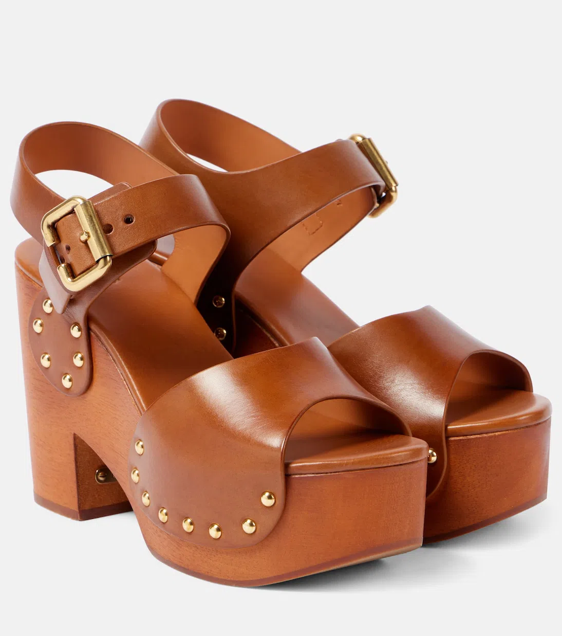 CHLOÉ Chloe Jeannette Leather Platform Sandals In Brown