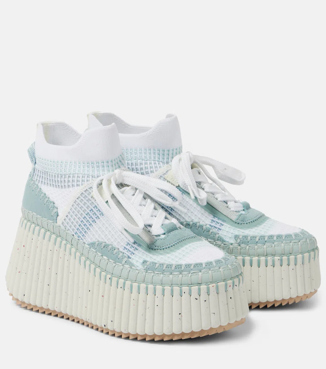 CHLOÉ Women's Nama Wedge Sneaker In Delicate Blue