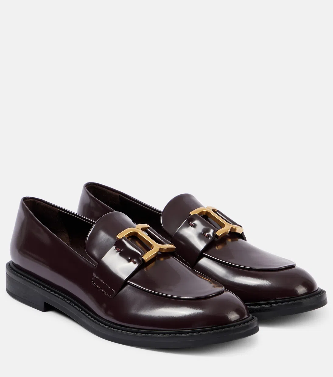 CHLOÉ Marcie Black Brushed Calf Leather Loafer